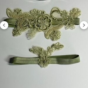 Elegant Green Lace Headband Set